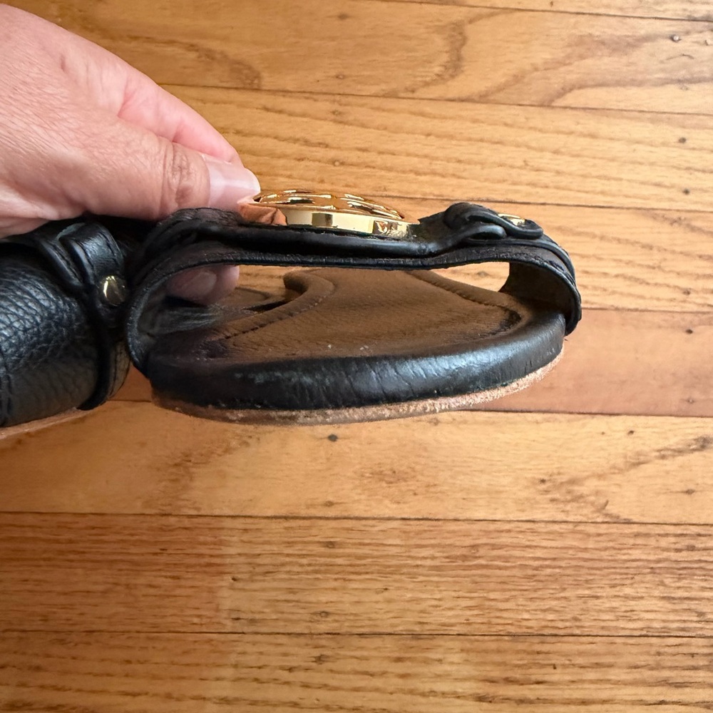 Tory Burch Leticia Black Leather Slide Sandals - Picture 6 of 11
